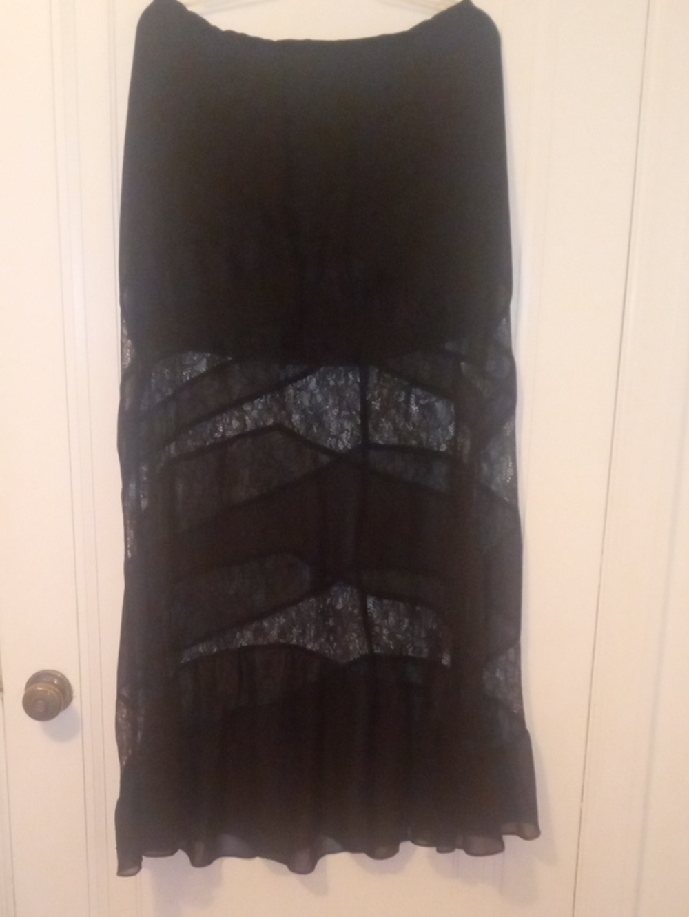 Black Lace Panel Maxi skirt, women 1x